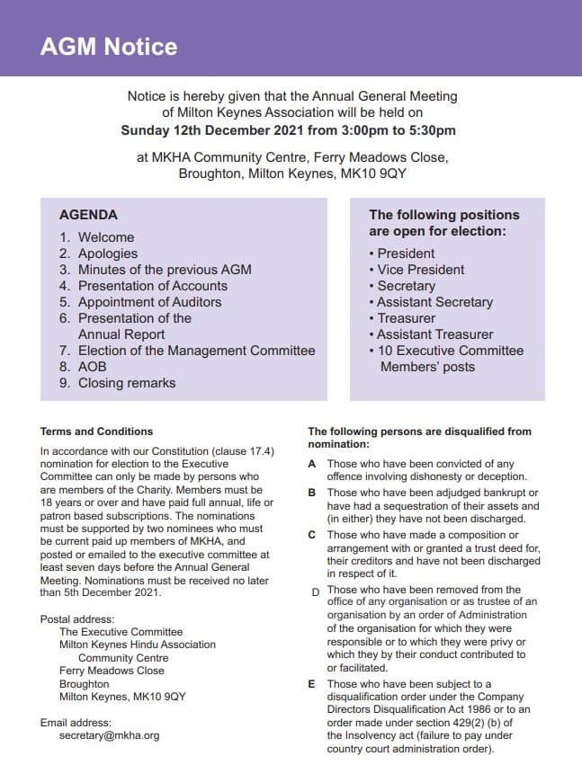 AGM Notice 2021